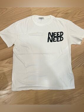 Valentino men’s White 'NEED NEED' Graphic Crewneck T-Shirt